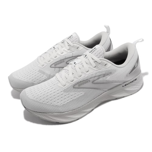 Brooks Levitate 6 Bright White Oyster Mushroom Grey Men Running 1103951D-126