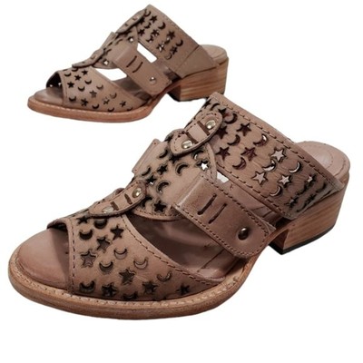 Freebird Shoes Womens 5 Blush Leather Moonstar Block Heel Open Toe Sandal