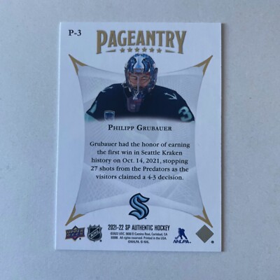 2021 Upper Deck SP Authentic #P-3 Philipp Grubauer Pageantry