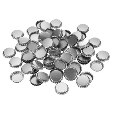 100 PCS Bottle Caps, 1'' Double Sided Printing Bottle Caps, Silver Tone