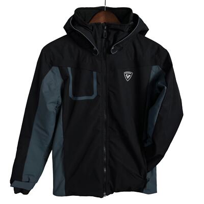 Rossignol Insulated Ski Jacket Youth 14 Detachable Hood Full Zip EUC Black Gray