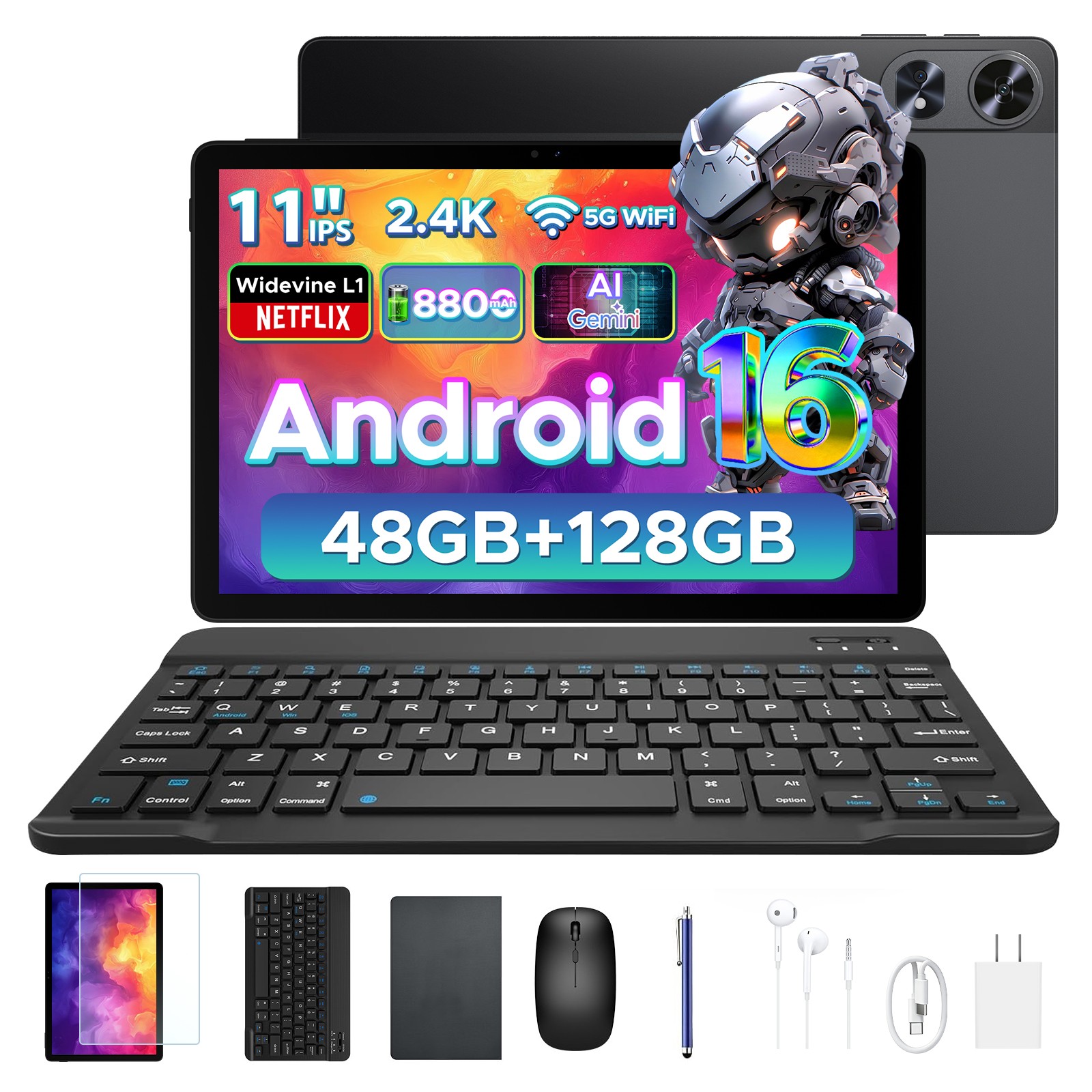 【新品】P11 Pro タブレット 48GB+128GB+2TB拡張対応 POCKAM P11 Pro Android 16 Tablet 11 inch Tablet 48GB+128GB 8800mAh