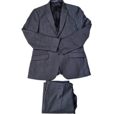 Kenneth Cole 2pc Suit 40R Men's Grey Two-Piece Wool Blend Formal Classic