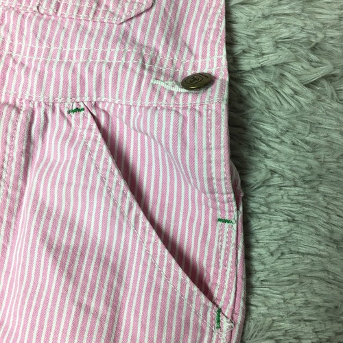 John Deere Toddler Girls Sz 6 Denim Overalls Bibs Pink White Striped