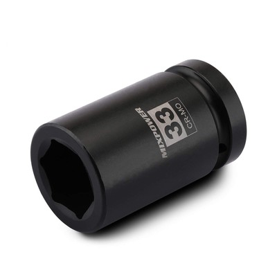 1 inch drive deep impact socket cr mo 33mm 6 point radius corner design chamfere