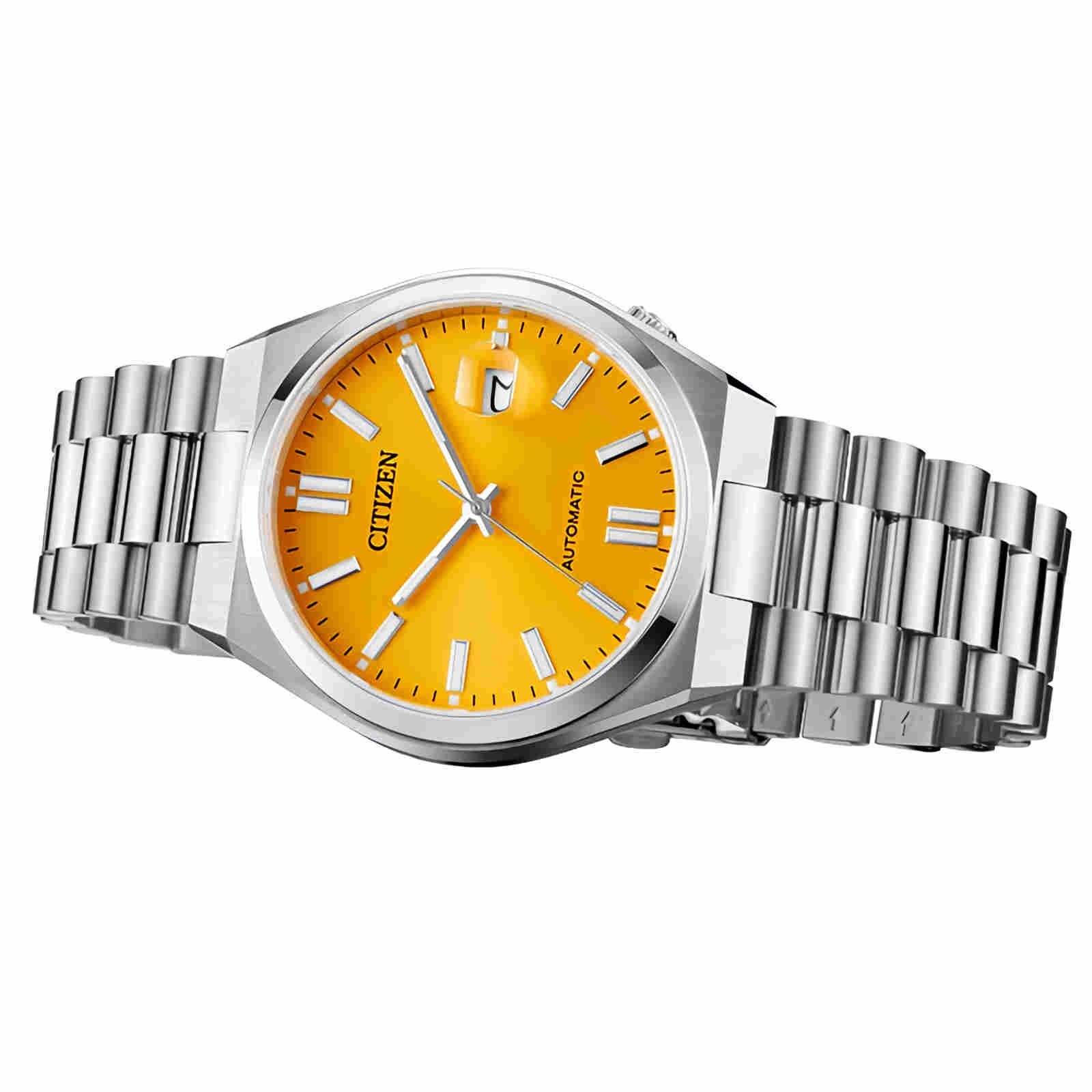 Pre-owned Citizen Nj0150-81z Tsuyosa Automatic Yellow Dial Stainless Steel Men's Watch