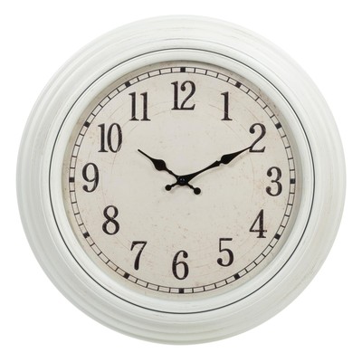 Wall Clock, 20 Inch, Emmerson Distressed White Classic Wall Clocks Battery Op...