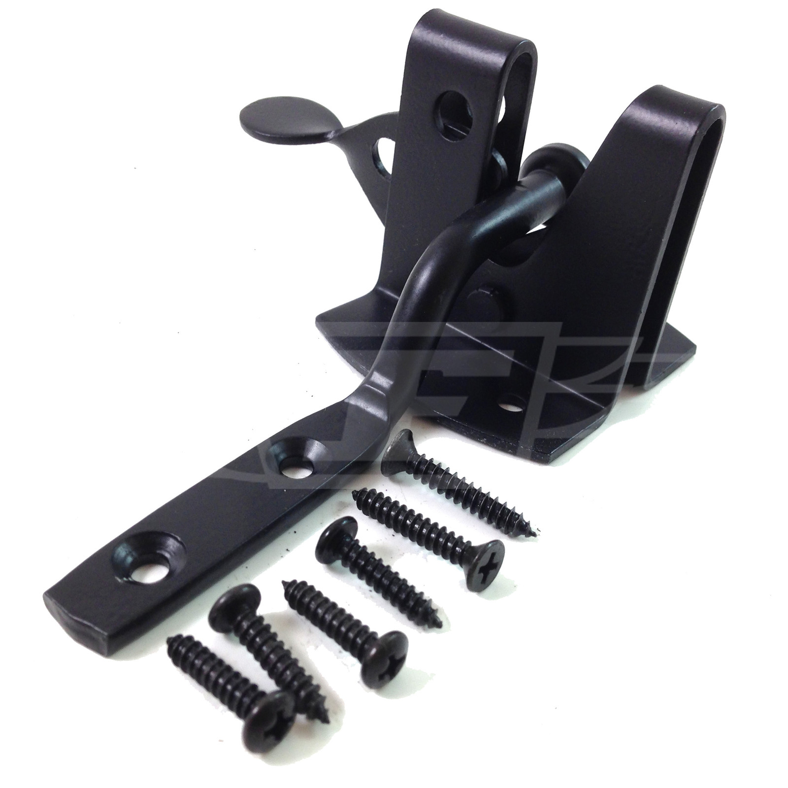 AUTOMATIC GATE LATCH BLACK GARDEN YARD SHED DOOR LOCKING SYSTEM