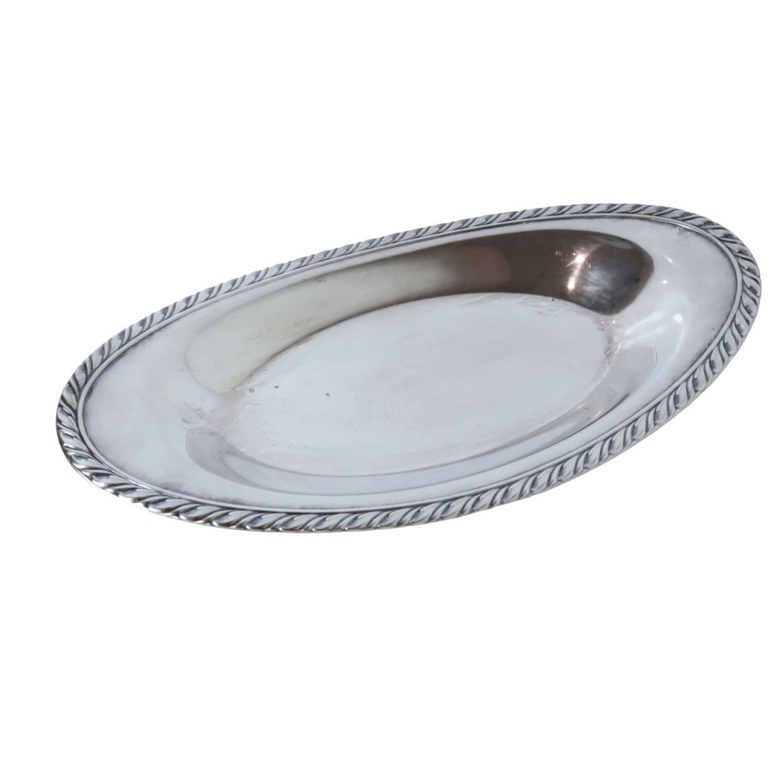 Vintage Oneida Silver Plate Oval Serving Tray Rope Edge Border
