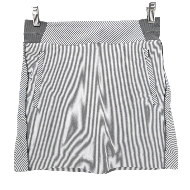 ATHLETA Brooklyn Textured 16" Skort Gray White Stripe Lined Stretch Size 2