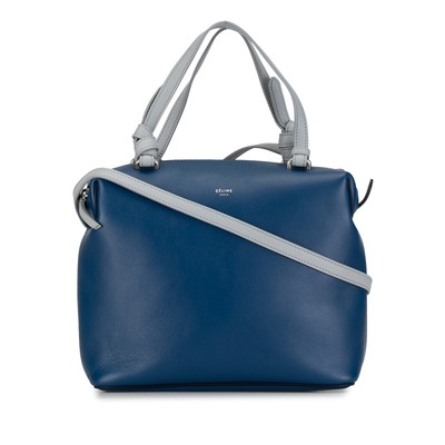 Authenticated Celine Small Soft Cube Bag Blue Calf Leather Satchel