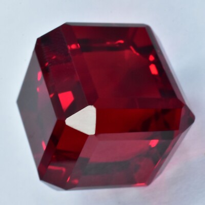 65.50 Ct Extremely Rare Lab-Created Ruby Red CERTIFIED Loose Gemstone Cube Cut