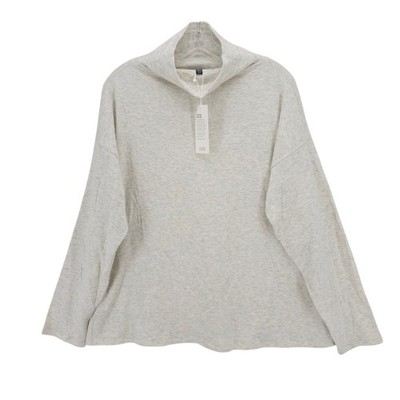 NWT EILEEN FISHER Cozy Brushed Terry Funnel Neck Box Top SESLT Sea Salt MEDIUM