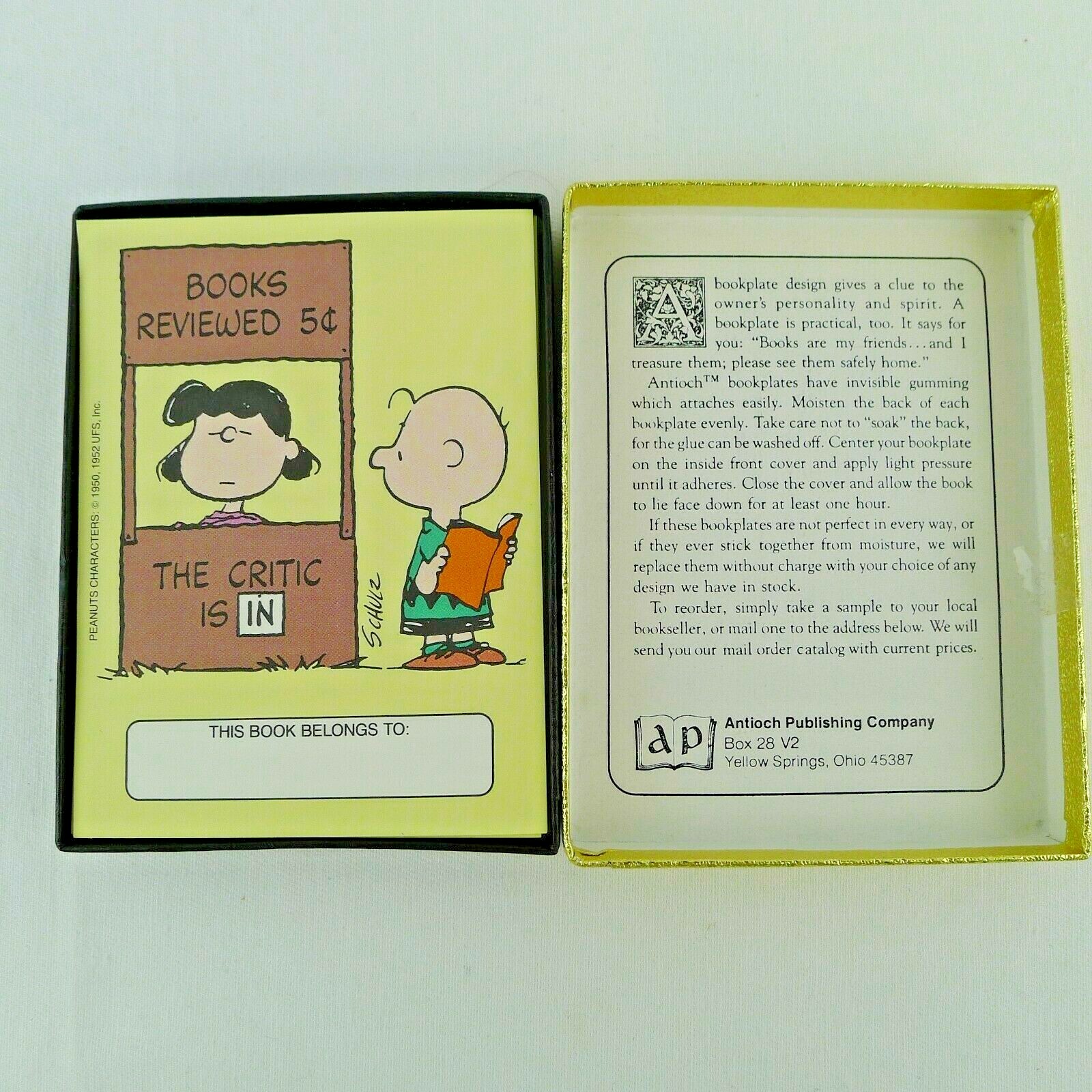 Antioch Bookplate Labels Peanuts Charlie Brown And Lucy The Critic Is In Boxed
