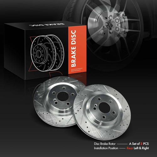 Rear Left & Right Drilled Brake Rotors for Mercedes-Benz CL550 09-14 S550 S450