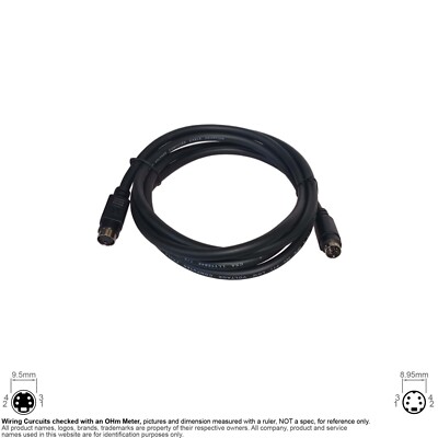 Cable S Video TV Mini Din MD 4 Pin Round Female Male 6FT Extension #140129