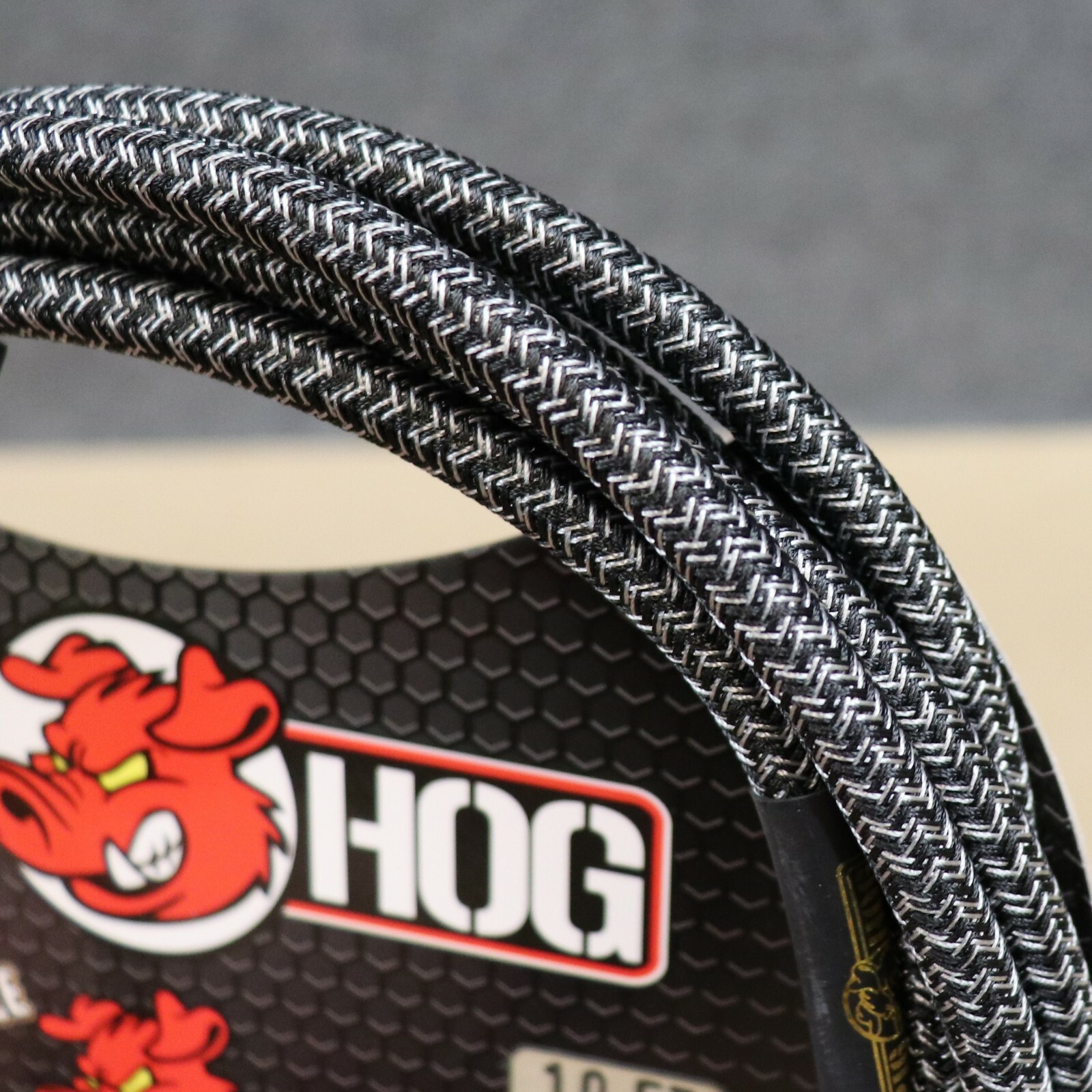 Pig Hog 10 Right Angle Vintage Woven Instrument Guitar Cable 10ft Amp Grill GRAY