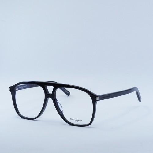 Pre-owned Saint Laurent Sl596duneopt 001 Shiny Black 58mm 58-14-145 Sunglasses Auth... In Clear Demo Lens