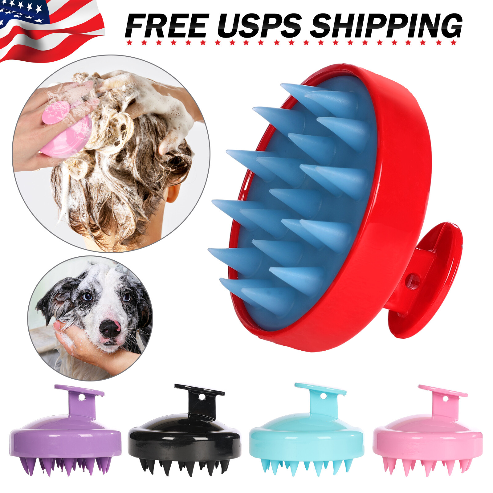 Silicone Hair Scalp Massager Brush Shampoo Shower Body Brush Comb Multipurpose