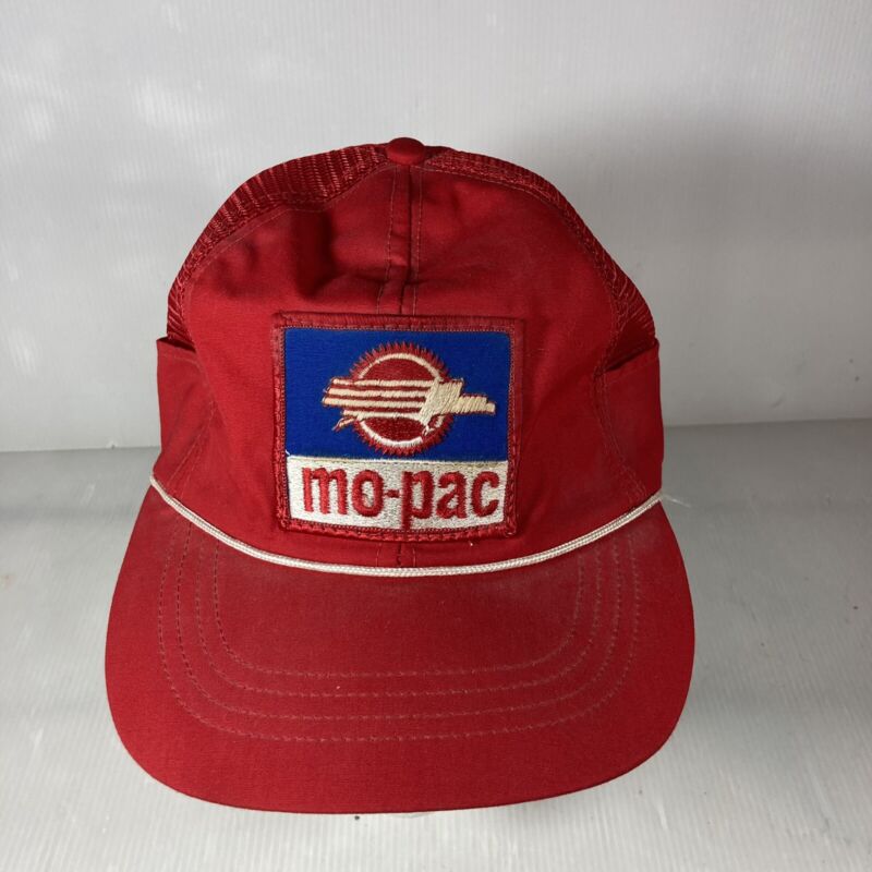 Vtg Mo-pac Missouri Pacific Snapback Patch Hat Cap Red Mesh