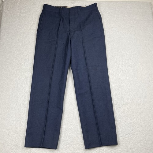 【60s】Vintage Wool Bespoke 1tuck Trousers Vintage 60s Military Serge Trousers Air Force Blue Wool