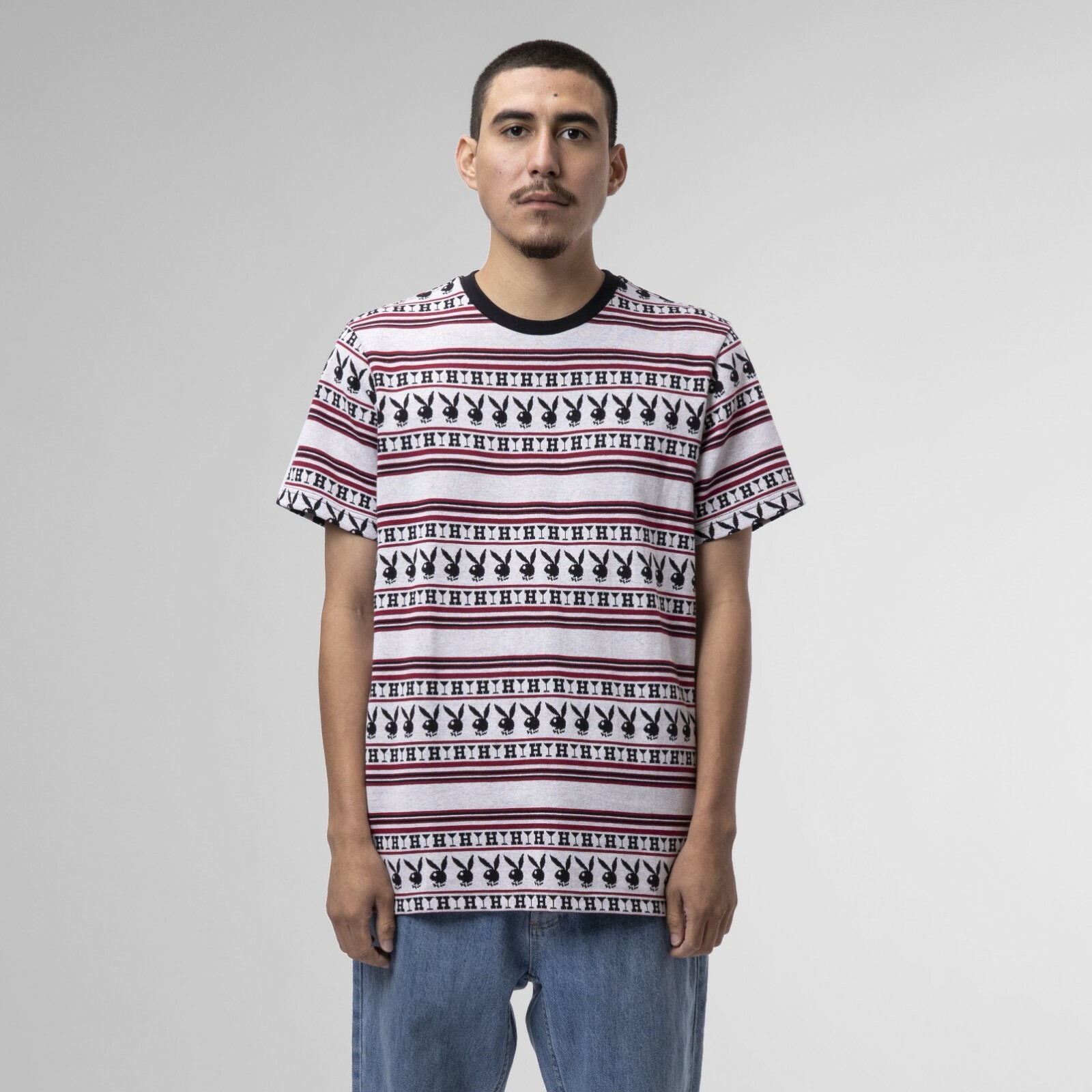 

HUF x Playboy Полосатый вязаный топ Мужской Бордовый Белый Черный Спортивная одежда Спортивная одежда