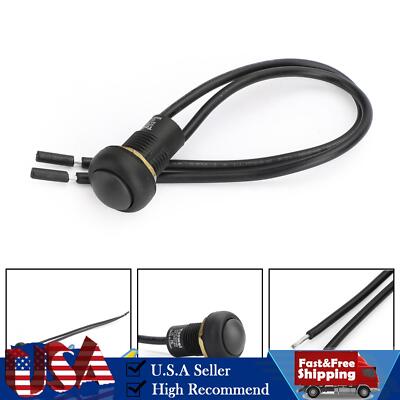 1Pcs Waterproof Push Button Switch Self-Locking Industrial Grade w/Wire Black