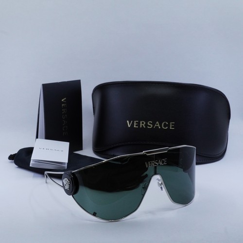 Pre-owned Versace Ve2268 10003h Silver/dark Green 42-142-115 Sunglasses