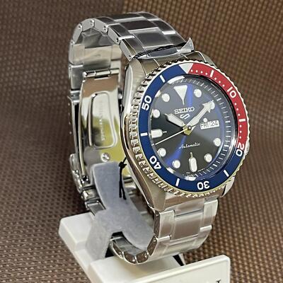 Pre-owned Seiko 5 Sports Srpd53k1 Automatic Pepsi Blue 24 Jewels Analog Men's Watch Srpd53