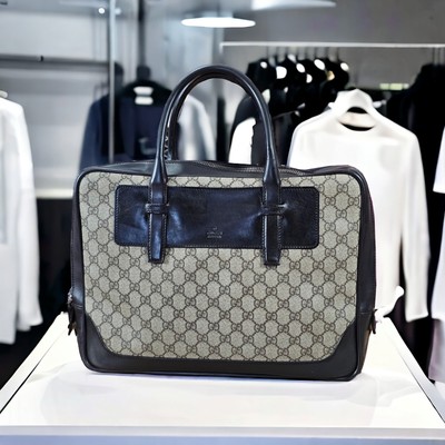 GUCCI Vtg GG Guccissima Monogram Briefcase Business Bag Mens Tote Bag Leather