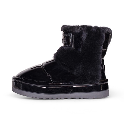 Pre-owned Ugg Classic Chillapeak Shine Black Shearling Women's Boots Size Us 7/uk 5