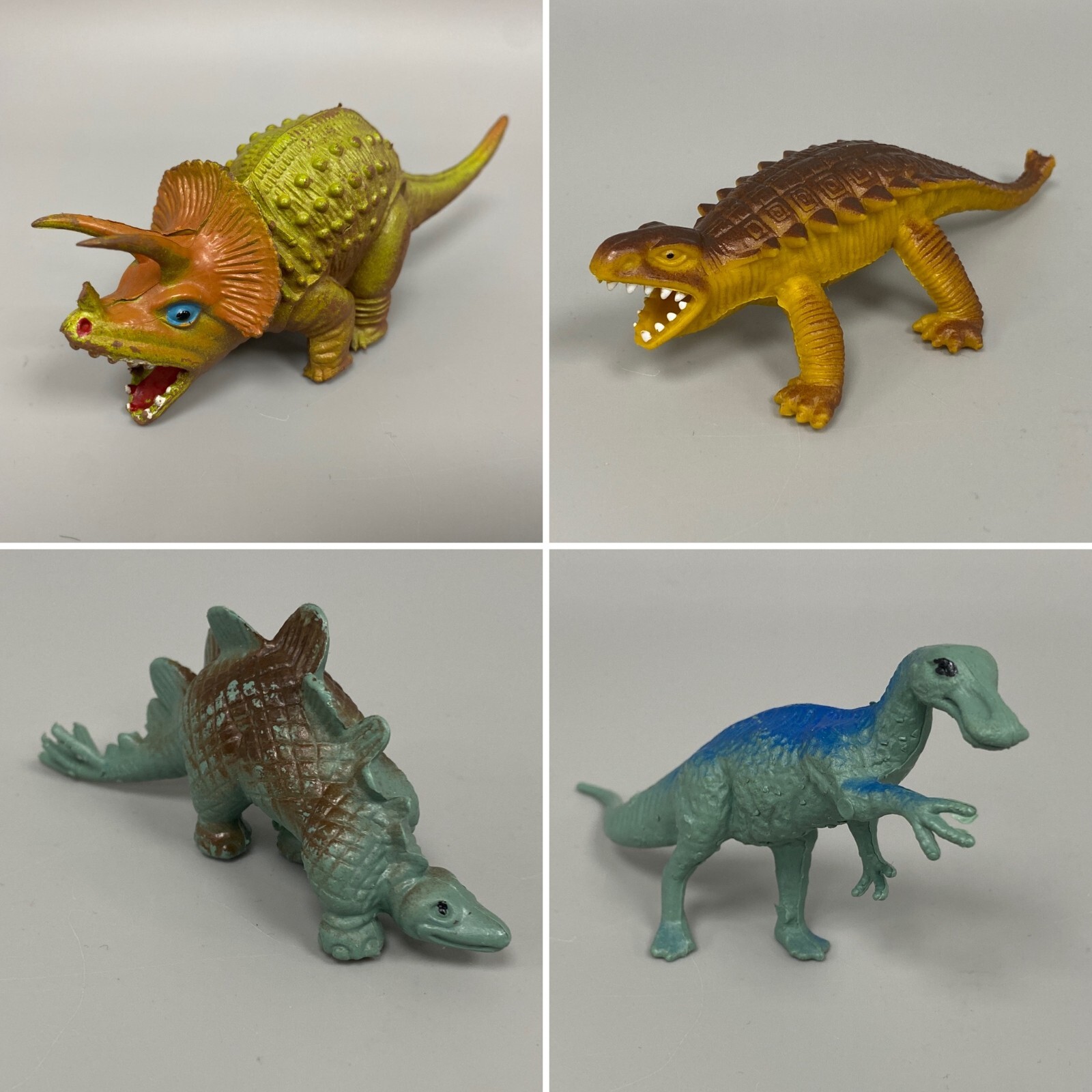 4 VINTAGE DINOSAURS ACTION FIGURES TOYS HONG KONG HARD PLASTIC 80S