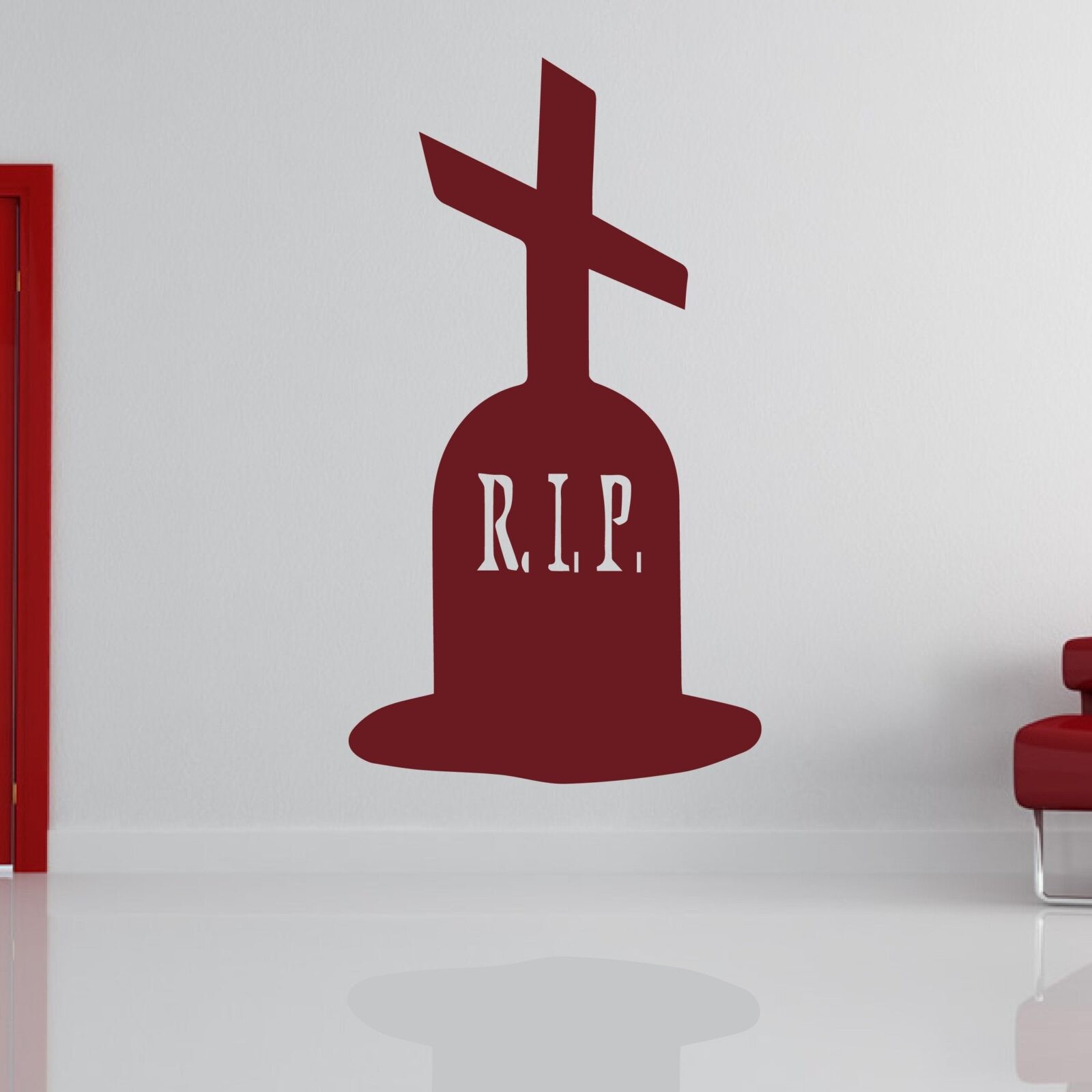 Grave Stone Cross Halloween Scary Horror RIP Wall Art Sticker