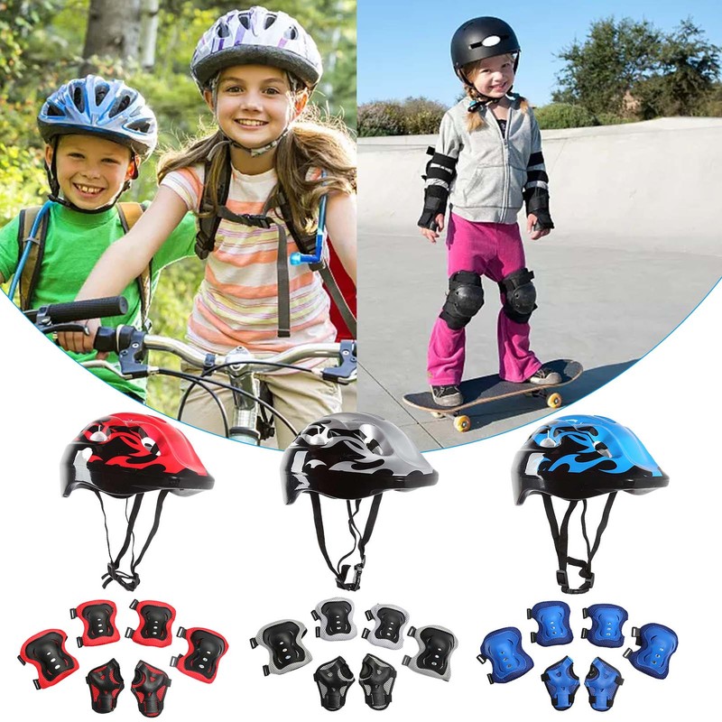 7pcs Kids Protective Gear Kit Helmet Knee Wrist Elbow Pad fo