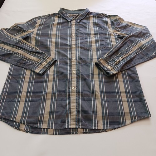 NO BOUNDARIES Men's Gray & Brown Plaid Shirt Button Down Long Sleeve Sz XL 46-48