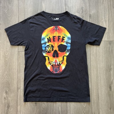 NEFF 2 Death Mens M T Shirt Black Multicolor Tie Dye Skull Graphic