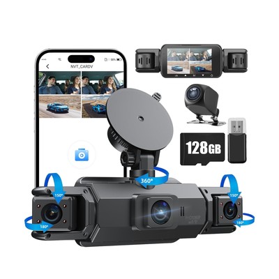 360°Dash Cam,4 Channel Vital Dash Cam Front and Rear Inside 1080P*4 Car Das