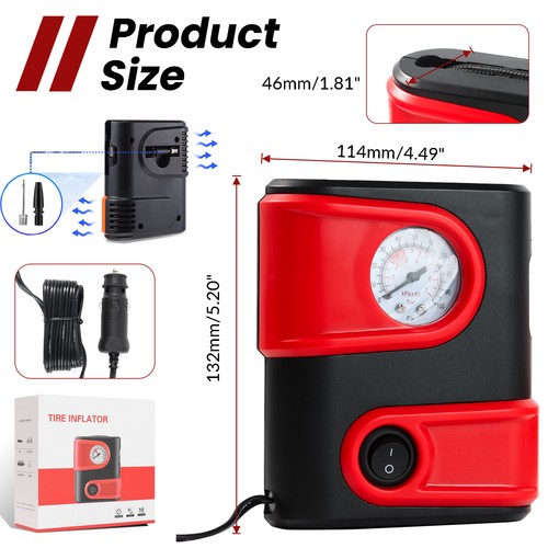 Mini Tire Inflator Car Air Pump Compressor Electric Portable Auto 12V Bike Gauge
