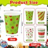 Funtery 100 Pieces Christmas Paper Cups Xmas Disposable Coffee Cups Red and Green Polka Dot Striped Christmas Cup Christmas Cups 9 oz Drinking Tea Paper Cups Christmas Cups for Daily Use Holiday Party
