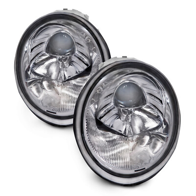 Fits 1998-2005 Volkswagen Beetle Halogen Chrome Headlights w/Performance Lens