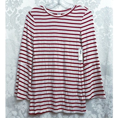 Old Navy Women s NWT Red/White Striped Long Sleeve Lightweight Top Size XS TALL