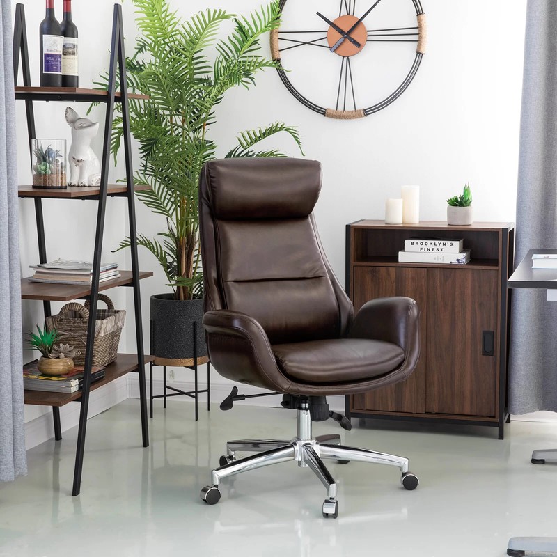 High Back PU Leather Office Chair Ergonomic Swivel Computer Executive Desk Seat