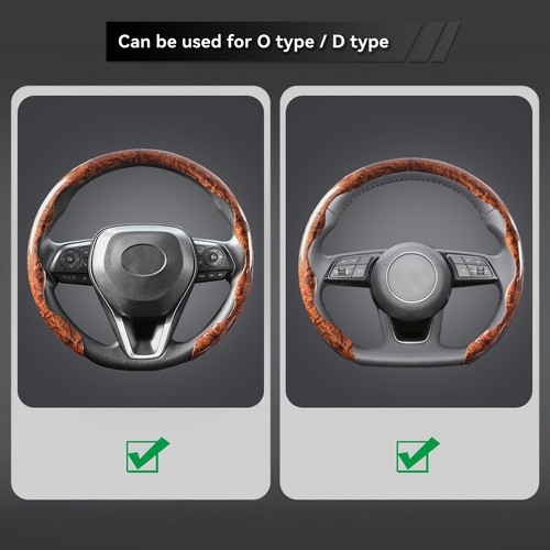 Car Steering Wheel Cover Mahogany Wood Grain Interior Accessories Universal Wrap