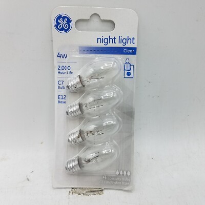 GE 4 Pack Clear NIGHT LIGHT BULBS-  4W 20572