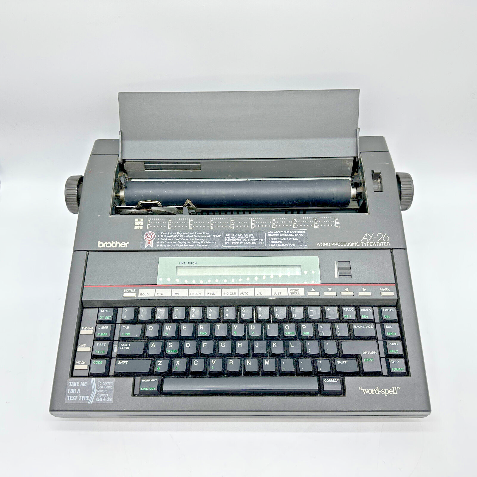Vintage 1987 Brother Word Processing Typewriter AX-26 Made In