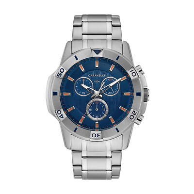 Caravelle Men's Sport Chronograph Quartz Silver Watch 44 MM 43B171
