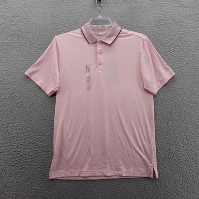 Walter Hagen Mens Small P11 Birdseye Athletic Fit Polo Pink Heather NEW