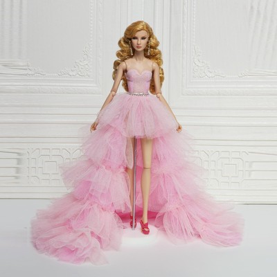 GOWN CLOTHES FOR FR2 FASHION ROYALTY DOLL PINK RUFFLED TULLE PROM DRESS D026E
