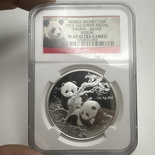 Panda Silver 2013 NGC PF 69 Ultra Cameo WORLD MONEY FAIR 1