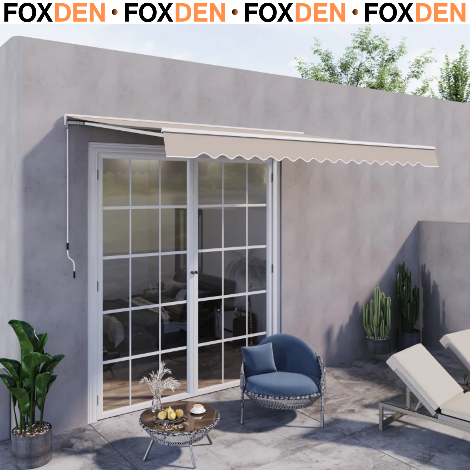 Awning Retractable Canopy Manual/Electric Rectangular Patio Shelter White